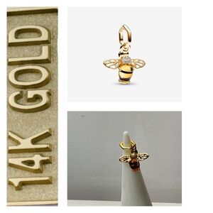 🌟 14K Gold Plated Sterling Silver Bee Charm